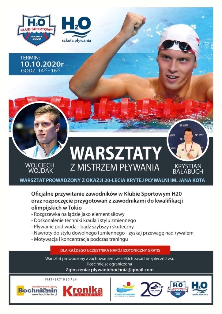 Warsztaty z Wojtkiem Wojdakiem i Krystianem Bałabuchem z okazji 20.lecia pływalni w Bochni
